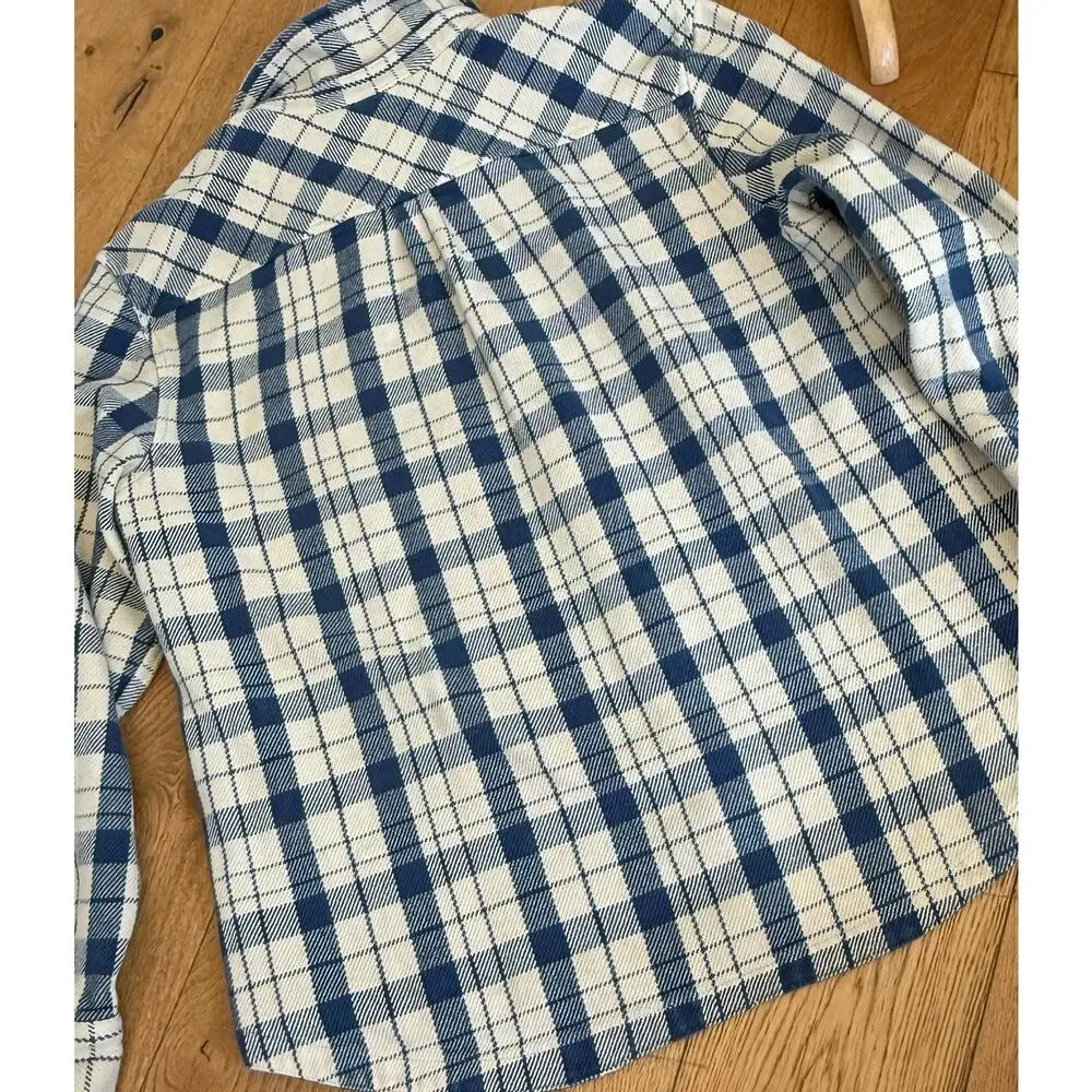 The North Face Valley Twill Flannel Shirt Men’s XL Blue Cream Plaid Button Up
